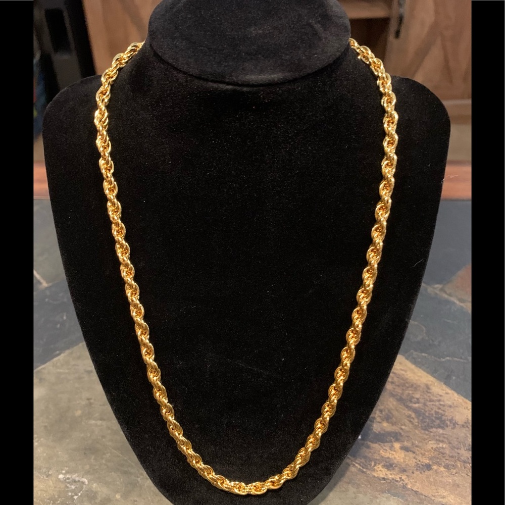 21” Twisted Rope Link Necklace Gold Tone